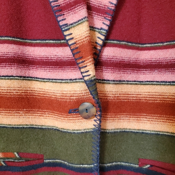 M Vintage 90's Boho Striped Blanket Jacket Blazer - Picture 8 of 11